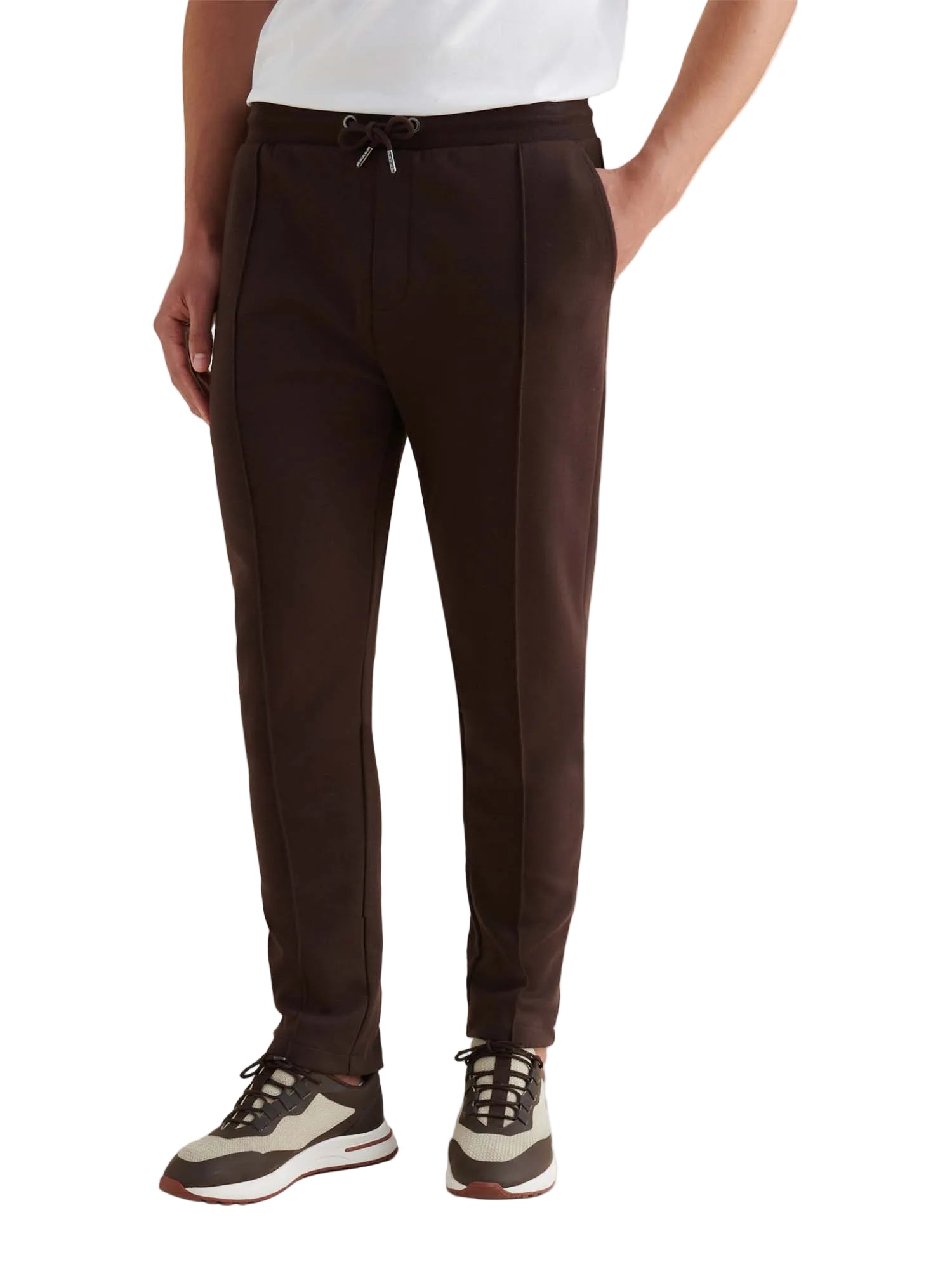 Front View of Peckham Rye Jersey Interlock Java Trousers